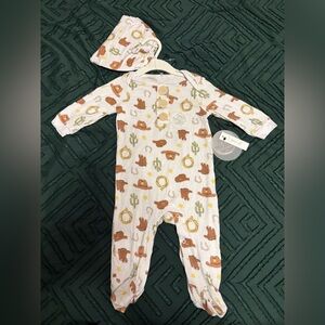 Western-Themed Baby Footie with Hat